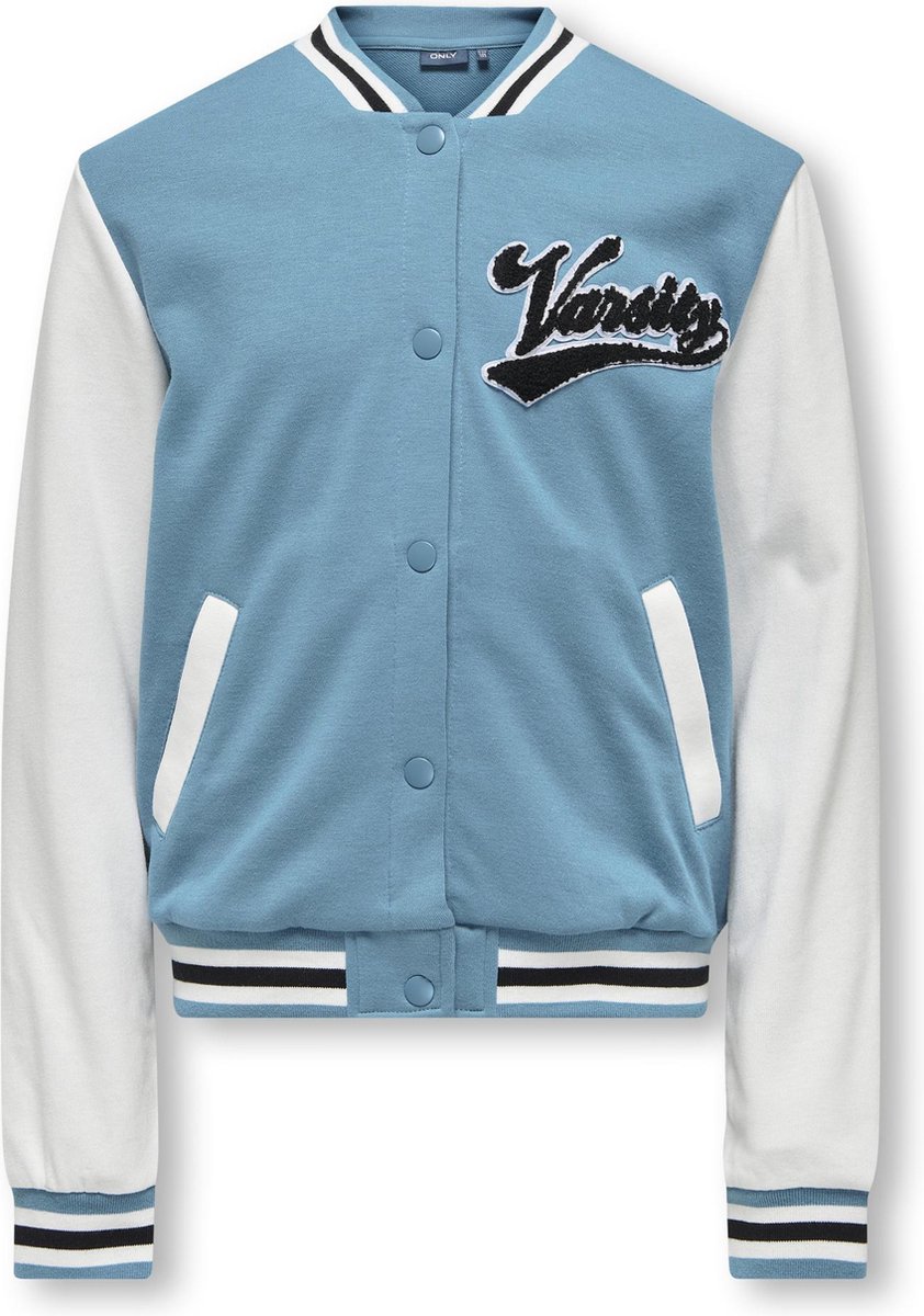 ONLY KOBJACK L/S BOMBER JACKET SWT Jongens Jas - Adriatic BluePrint:Varsity - Maat 158/164 op Prijzenvolger.com