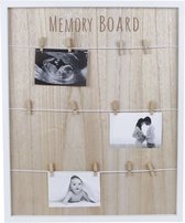 Memobord - Memory Board clip - wit/naturel hout 55x45x2cm - Fotolijst