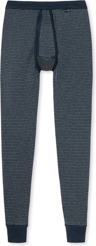 SCHIESSER Original Feinripp lange onderbroek (1-pack) - heren onderbroek lang met opening donkerblauw dwarsstrepen - Maat: 4XL