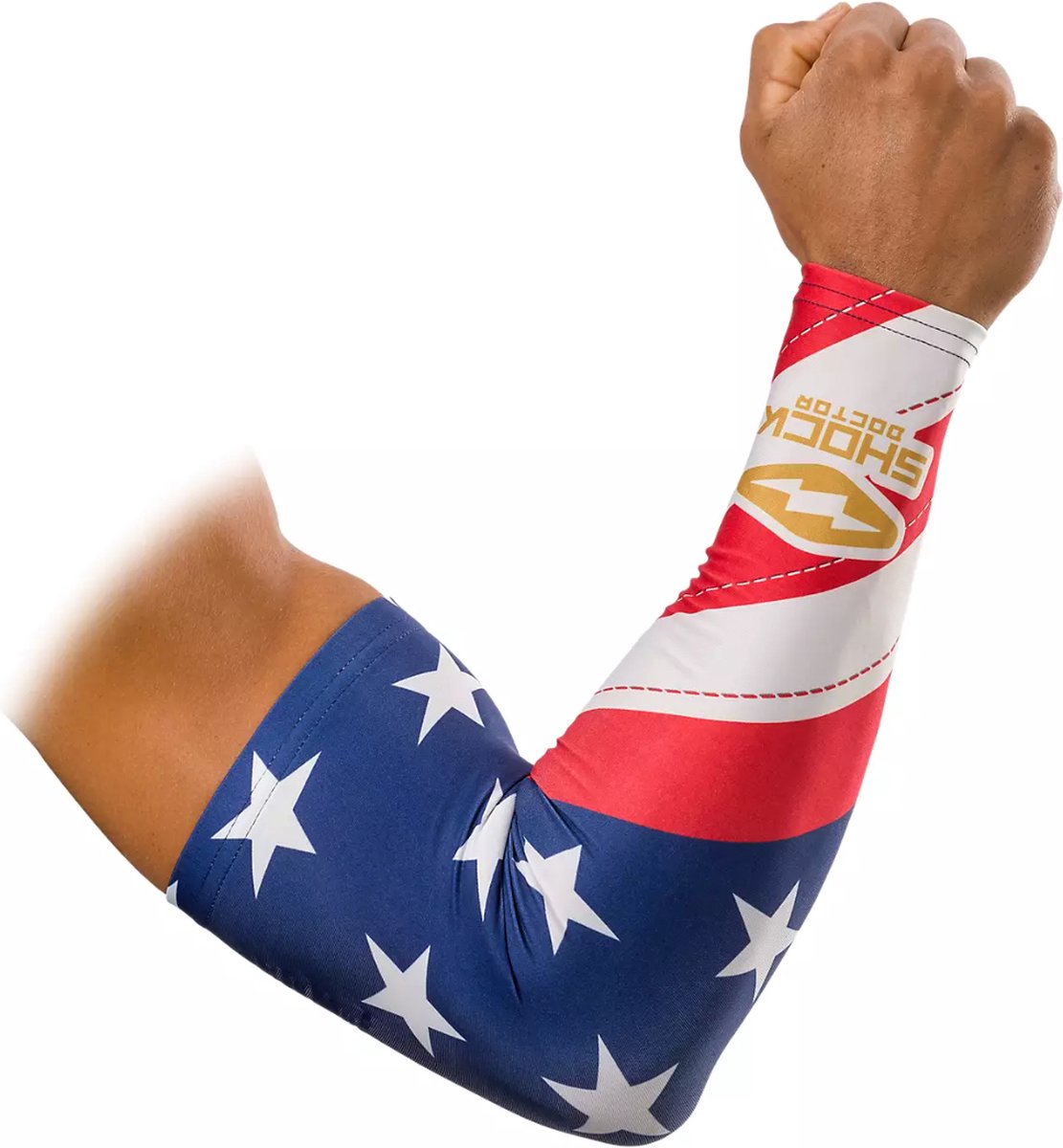 Shock Doctor Showtime Comp Arm Sleeve L Stars&Stripes/Gold Arm Sleeve voor Sport American Football