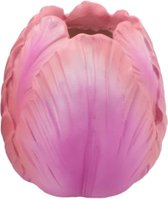 Vase tête de fleur Cactula lilas avec tulipes rose clair 21 cm L