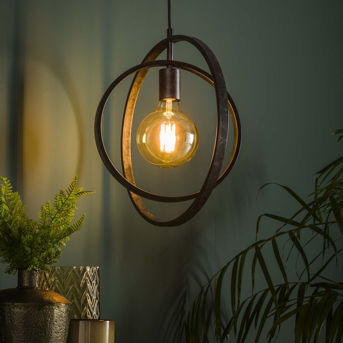Hanglamp Turn Around 1 lichts | charcoal | ø 40 cm | verstelbaar tot 150 cm | industrieel design | eetkamer / woonkamer | zwart metaal