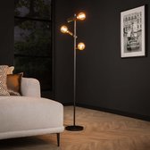 Vloerlamp Point in charcoal | 3 lichts | Ø 39 cm | 155 cm hoog | industrieel / modern | woonkamer / slaapkamer | metaal | sfeerverlichting
