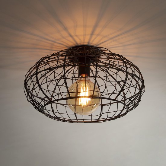 Plafondlamp Connect 1 lichts | 35x35x18 cm | zwart / bruin | modern design | woonkamer / slaapkamer | metaal