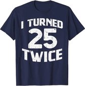 Mannen Vrouwen T-shirt - Vijftig 50 Jaar Oud - Verjaardag Feestje - Abraham - 50th Verjaardag - Maat XL - Funny Cotton Tops Grappig T Shirt - Donker blauw t-shirt