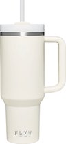 Flow Goods Tumbler - Crème – Thermosbeker met Handvat – Drinkfles met Rietje – 1.2 Liter - Koffiebeker – Thermosbeker – Travel Mug – Koffie to Go