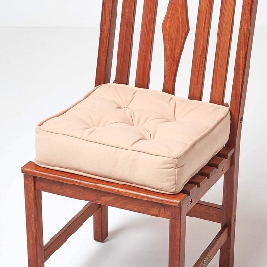 zitkussen, beige, stoelkussen 40x40 cm met banden, zitverhoging 10 cm, matraskussen met katoenen overtrek