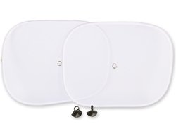 Set van 2 Witte Zonnescherm Auto | Met UV Protectie – Zonwering Zijruiten voor de Auto | Zelfklevend – 45cm x 36cm