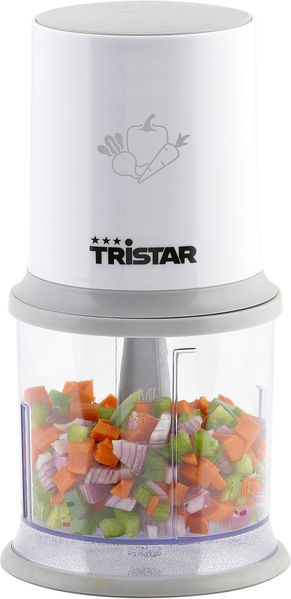 Bol.com Tristar Hakmolen BL-4020 - Chopper 500 ml - RVS Hakmes - Voor hakken en mixen - Vaatwasmachinebestendige onderdelen - Wit aanbieding