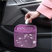 Auto-prullenbak, bling strass lekvrije draagbare prullenbak voor auto's, auto mini-prullenbak, kleine auto-prullenbak, universele accessoires (roze)