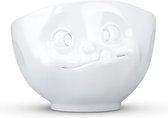 Kom wit porselein 1 LTR met lekker gezicht uit de Tassen Happy Faces serie collectie - geschikt voor bijvoorbeeld salade of pasta 19 x 14 cm cm - in geschenkverpakking