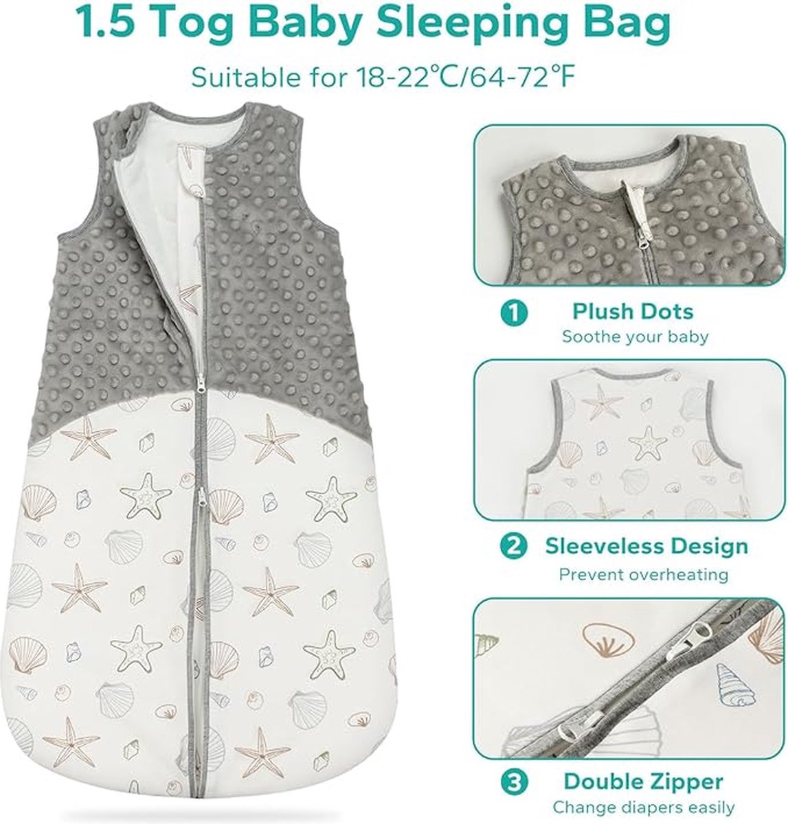Image of ademend 100% katoen mousseline zachte inbakerdeken | Unisex slaapzak voor babymeisjes en jongens 12-18 maanden