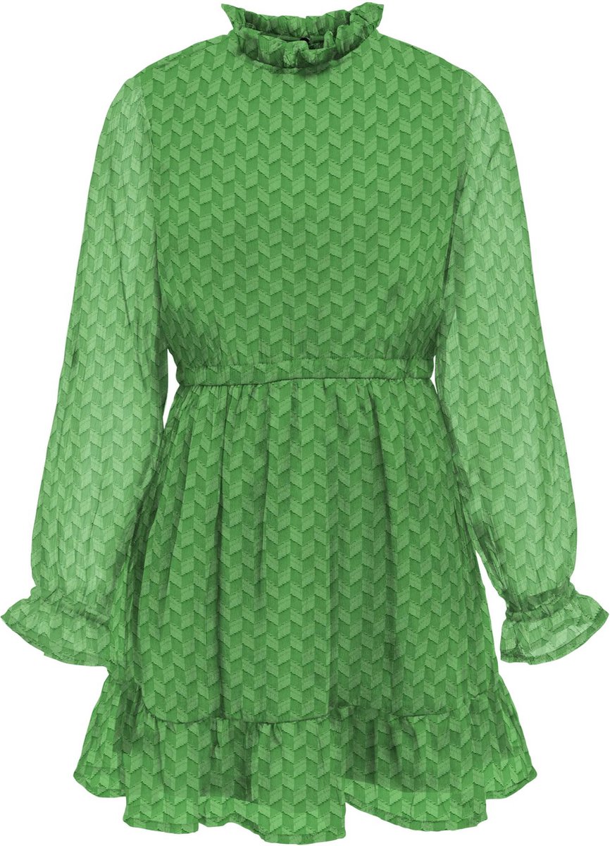 ONLY KOGEMMERY L/S ELASTIC WAIST DRESS WVN Meisjes Jurk - Green Bee - Maat 152 op Prijzenvolger.com
