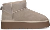 Sacha - Dames - Beige suède enkelboots met plateau zool - Maat 40