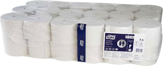 Foto: Voordeelverpakking 4 x tork hulsloos mid size toiletpapier advanced 2 laags wit t7 103 5mtr 9 3cm 36 rol 472199 