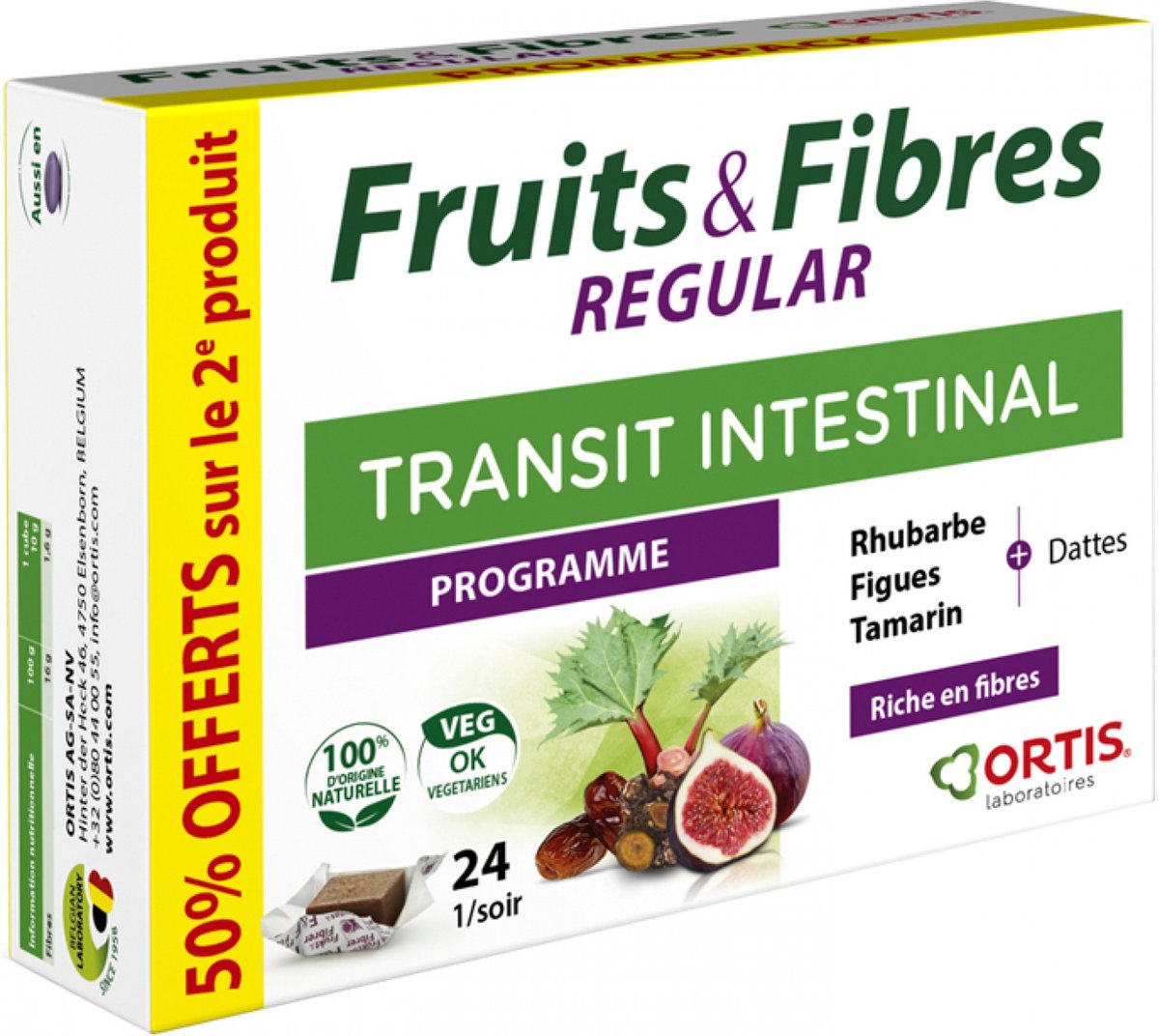 Goedkoopste Ortis Fruit & Vezels Regular Set van 2 x 24 Kauwtabletten