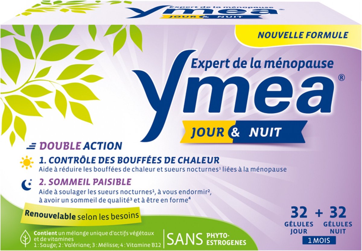 Goedkoopste Ymea Menopauze Dag en Nacht Opvliegers en Rustige Slaap 64 Capsules