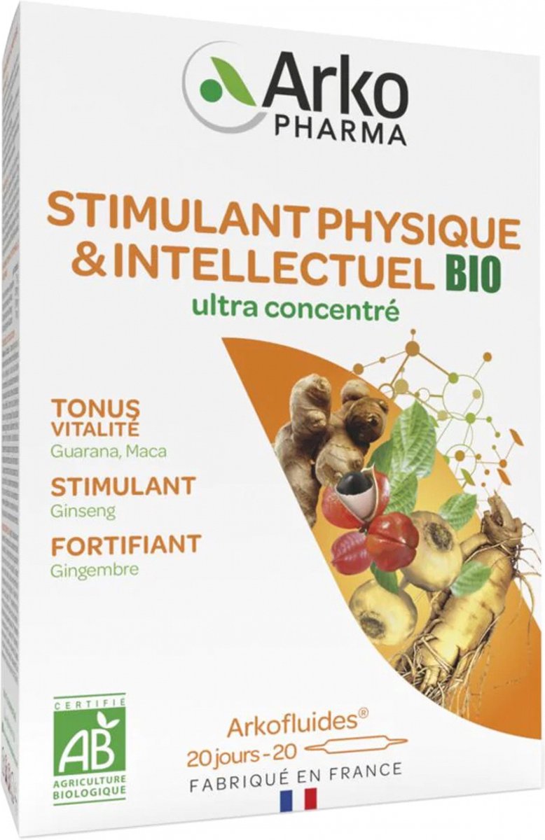 Goedkoopste Arkopharma Arkofluides Stimulant Physique et Intellectuel Bio 20 Ampullen