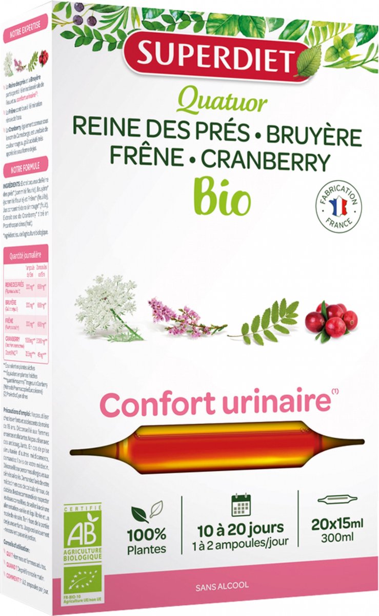Goedkoopste Superdiet Quatuor Urinary Comfort Organic 20 Ampullen