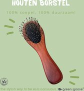 green-goose® Kleine Houten Borstel | Haarborstel met Metalen Pinnen | 17 x 5 cm | Soepel en Duurzaam