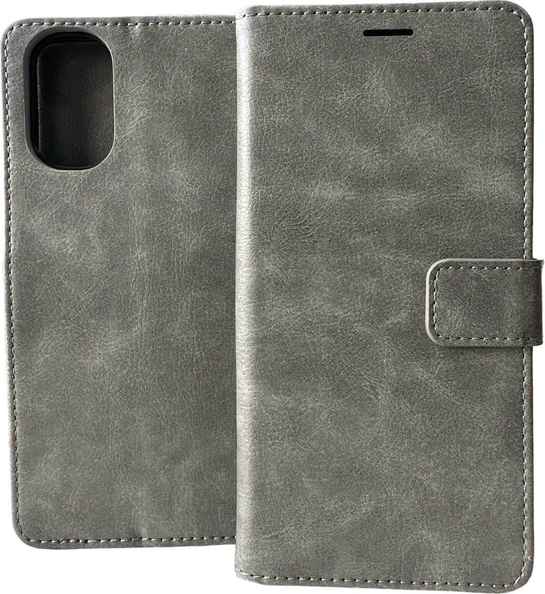 Portemonnee Bookcase Hoesje Geschikt voor: Motorola Moto E32 / E32s - Grijs