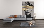 Canvas Schilderij - Abstract Vrouw - Portret - Modern - Goud - Zwart - Grijs - 150x100x2 cm