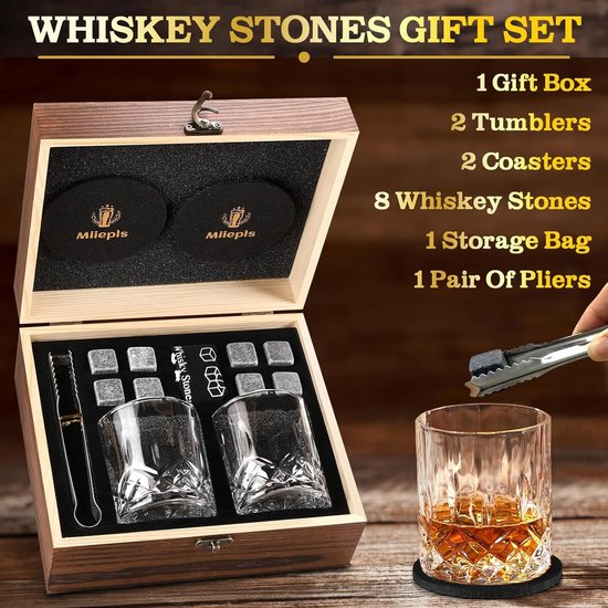 Whisky Stones Ice Cubes Basalt Ijsblokjes Set van 12 Opbergzakje