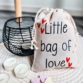 Linnen zakje - Litte bag of love - Valentijn - Valentijdscadeau - liefde - relatie - familie