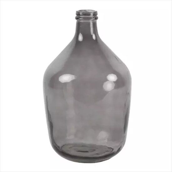 Luxe fles vaas - grijs transparant - 38 x 23 cm - dik kwaliteits glas
