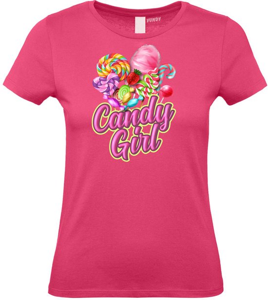 T-shirt femme Candy Girl | Déguisements pour hommes et femmes | Costume d'Halloween | Mauvaise fête | Dames fuchsia | taille XXL
