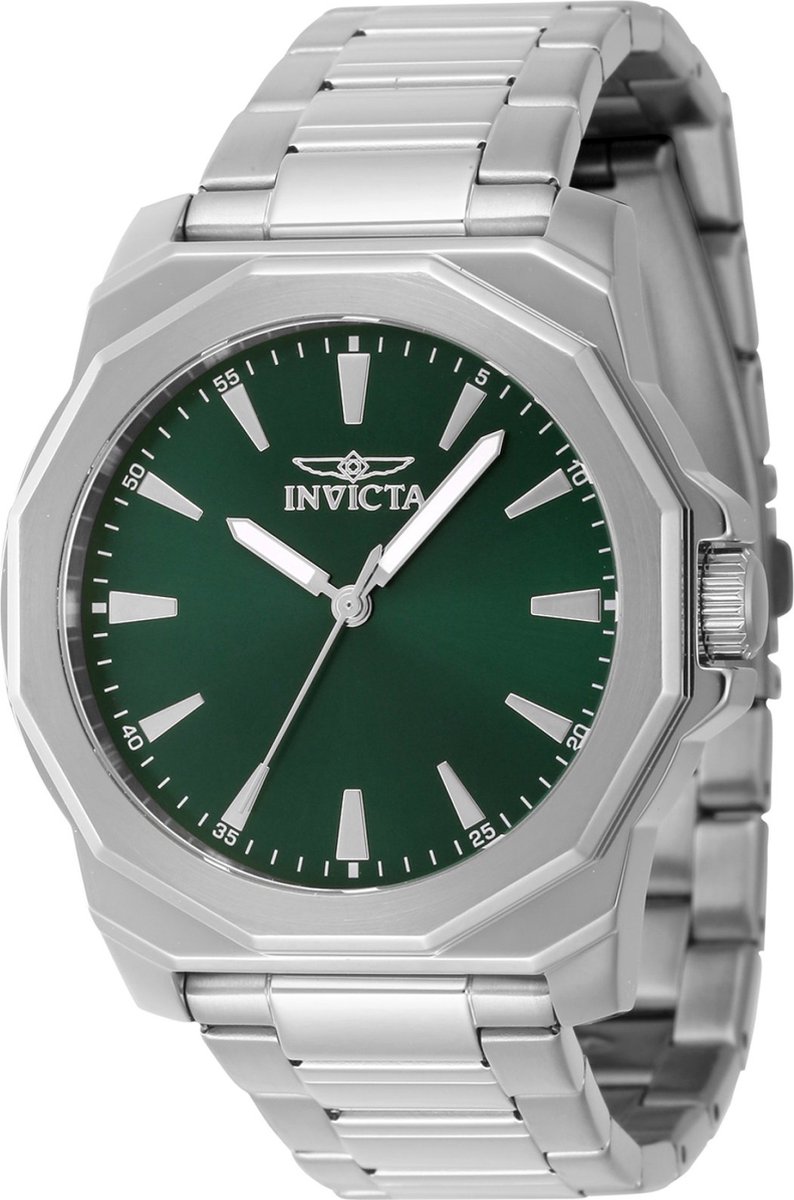 Invicta Speedway 46833 Heren Horloge - Waterdicht - Analoog - Quartz Uurwerk - Roestvrij Staal met groene Wijzerplaat - 42mm