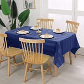 Gestreept tafelkleed, waterdicht tafelkleed voor picknick en camping, afwasbaar tafelkleed voor keuken, 135 x 180 cm, donkerblauw