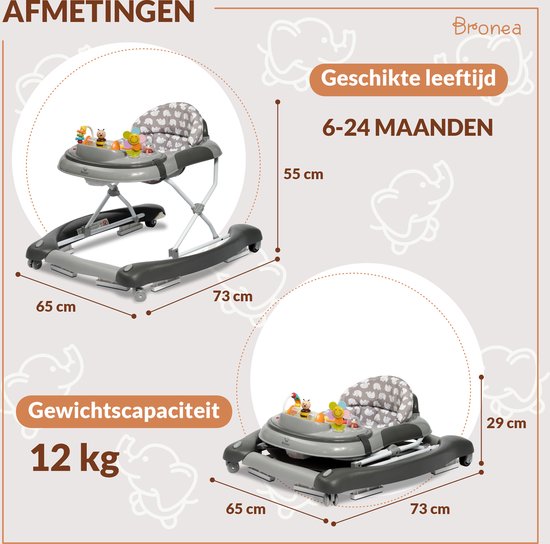 Bronea 4in1 Gehfrei Baby Lauflernwagen Schaukel Lauflernhilfe Babywalker Geprüft