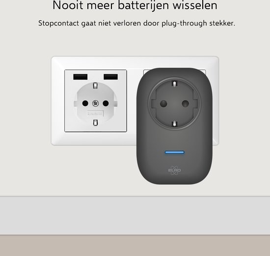 ELRO DB4000 Draadloze Kinetische Deurbel Set – Nederlandse Versie – met 2x Plug-in Ontvanger met Stopcontact – Geen Batterijen nodig