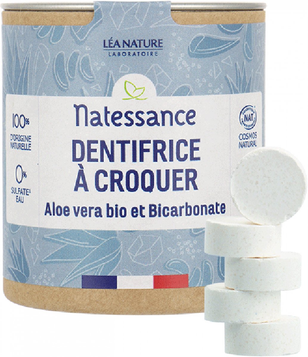 Natessance Biologische Aloë Vera en Bicarbonaat Tandpasta 80 Tabletten