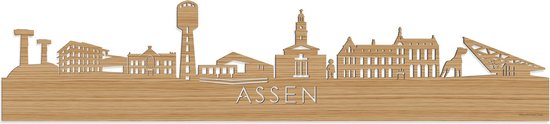 Skyline Assen Bamboe hout - 100 cm - Woondecoratie - Wanddecoratie - Meer steden beschikbaar - Woonkamer idee - City Art - Steden kunst - Cadeau voor hem - Cadeau voor haar - Jubileum - Trouwerij - WoodWideCities