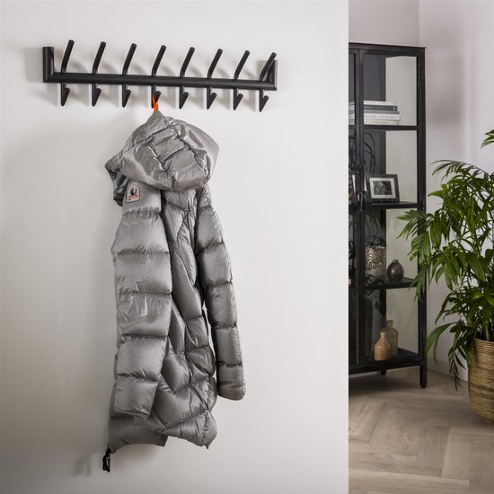 Dubbele garderoberek met 16 haken | donkergrijs mat | 78x10x18,5 cm | ronde buis ontwerp | hal / entree | modern design