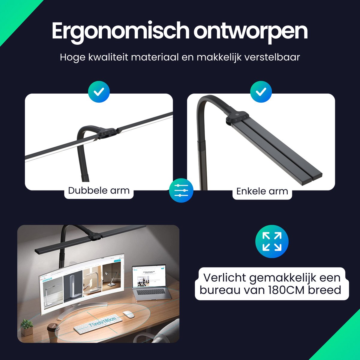 Siltcon Bureaulamp LED Dimbaar met Klem & Afstandsbediening thumbnail 6