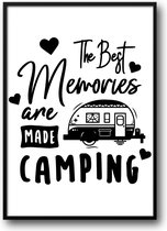 The best memories are made camping following me fotolijst met glas 30 x 40 cm - Prachtige kwaliteit - Camping - Caravan - Vakantie - Harde lijst - Glazen plaat - inclusief ophangsysteem - Grappige Poster - Foto op hoge kwaliteit uitgeprint