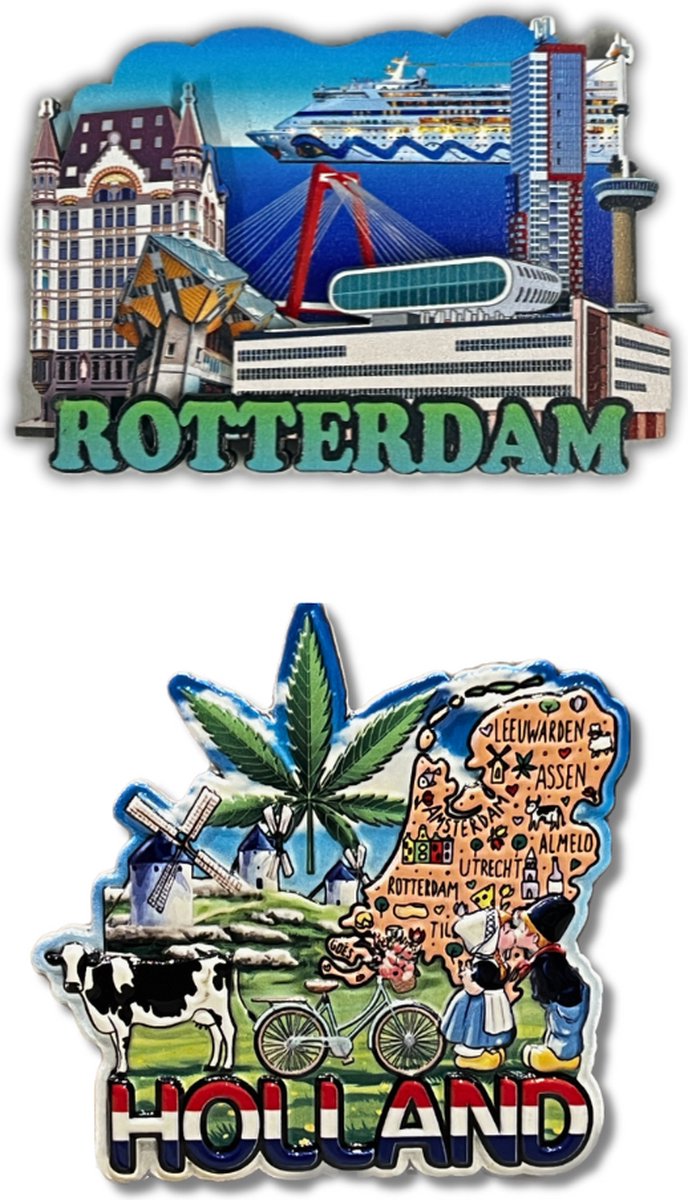 Koelkastmagneten Set: Rotterdam, Holland - Souvenirs - 2 stuks