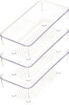 Plasticforte Lade organizer Skuff - 3x - transparant - kunststof - 15 x 7,5 x 5 cm - modulair - ladeverdeler