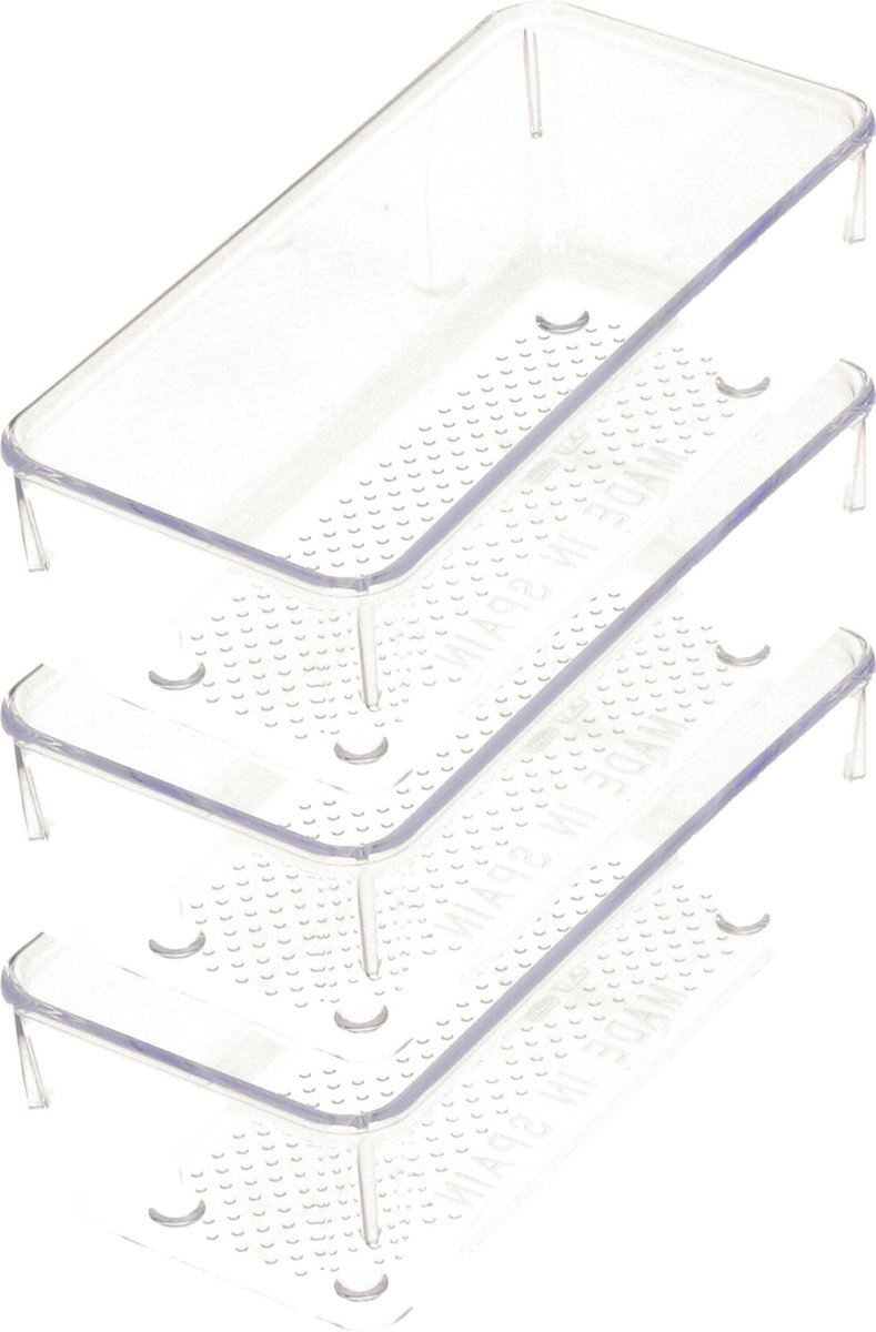 Plasticforte Lade organizer Skuff - 3x - transparant - kunststof - 15 x 7,5 x 5 cm - modulair - ladeverdeler