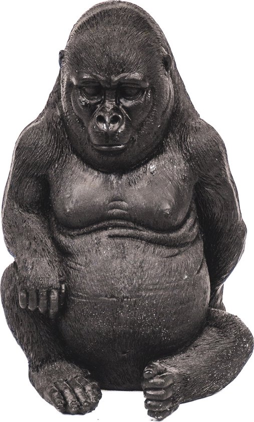 Housevitamin Zwart Gorilla - Ornament 13,5x13x21cm - Decoratiefiguur