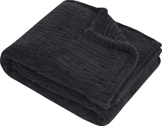OBOEY Fleece Deken | 170x230 Cm | Donkergrijs | Dubbelzijdig | Extra Zacht & Warm