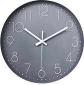 Klok grijs 30 cm - Wandklok - Muurklok - Stil uurwerk - Klok
