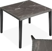 tectake® - Wicker tafel met stenen blad Tarent - 93,5x93,5x75cm - grijs - 404802