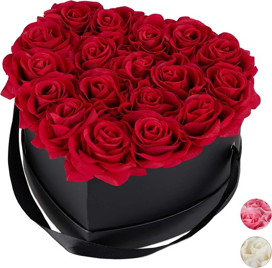coeur de boîte inférieure, 18 roses, boîte de roses noires, mariage, Saint Valentin, roses en boîte, décoration, rouge