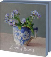 Kaartenmapje met env, vierkant: A cup of flowers, Ingrid Smuling