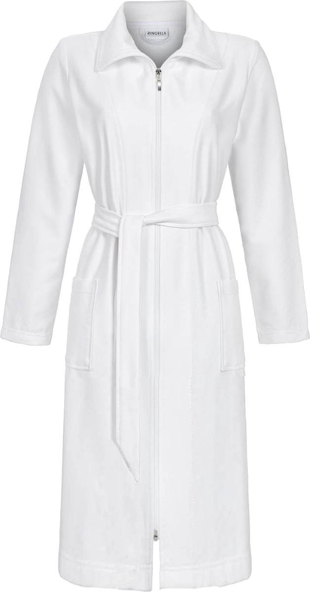 Ringella Witte badstof dames badjas ritssluiting - Wit - Maat - 48