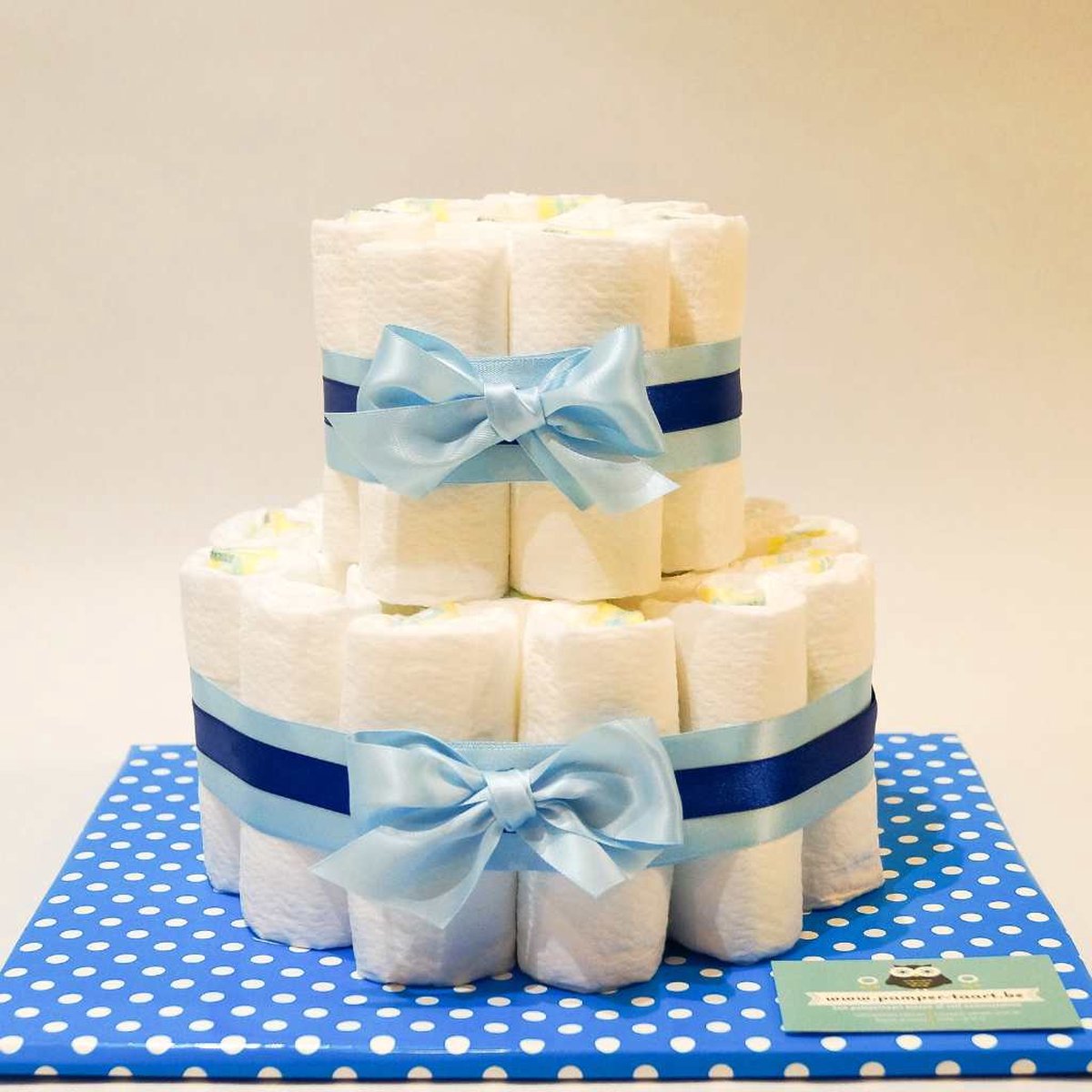 Goedkoopste Pampertaart - luiertaart - jongen - 2 laags basis - blauw - 30 luiers maat 3